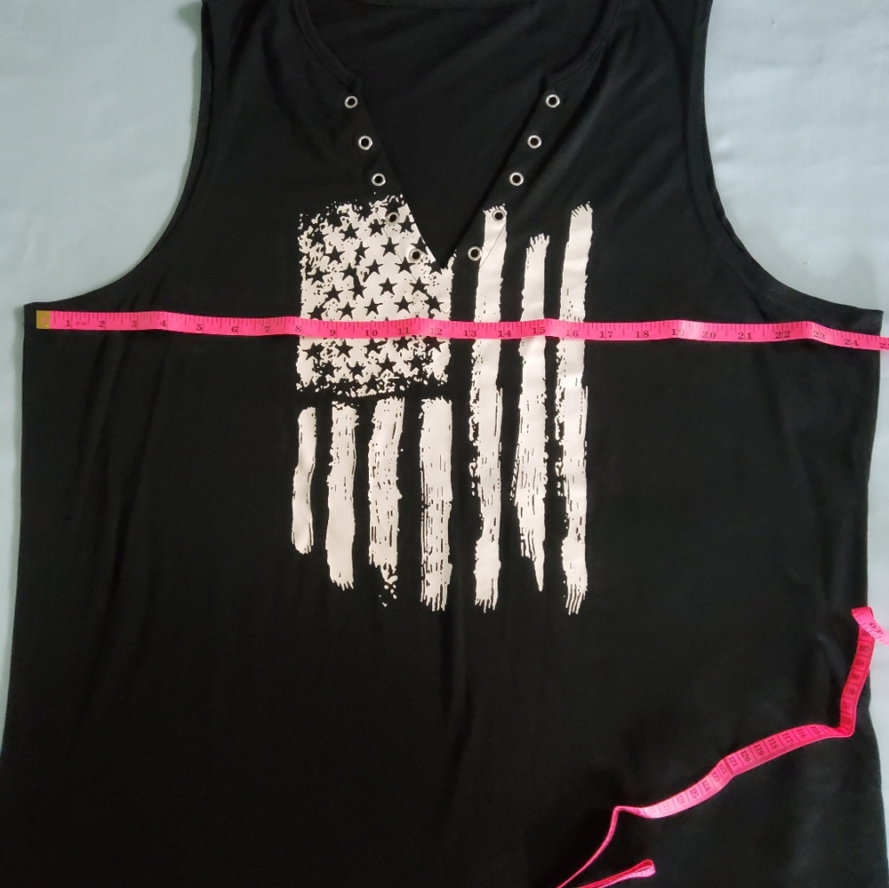 Black Tank Top with White Flag Graphic - Picture 3 of 6